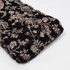 Black Color Georgette Embroidered Fabric