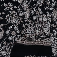 Black Color Georgette Embroidered Fabric