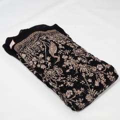 Black Color Georgette Embroidered Fabric