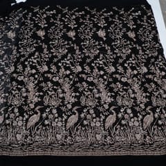 Black Color Georgette Embroidered Fabric