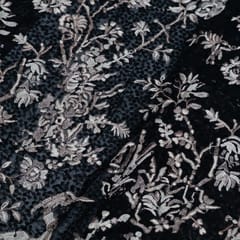 Black Color Georgette Embroidered Fabric