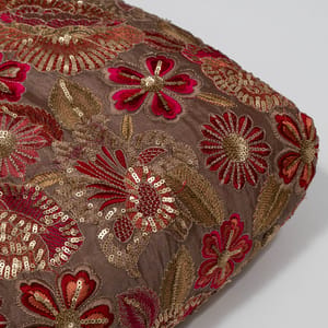 Mouse Color Chinon Chiffon Embroidered Fabric