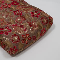 Mouse Color Chinon Chiffon Embroidered Fabric