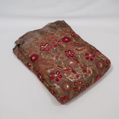 Mouse Color Chinon Chiffon Embroidered Fabric