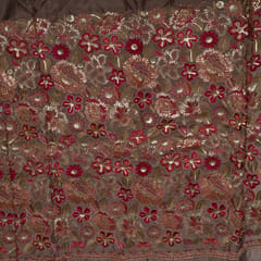 Mouse Color Chinon Chiffon Embroidered Fabric
