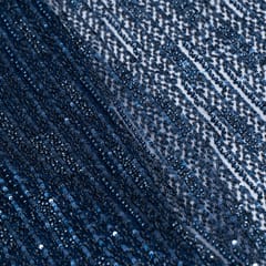 Blue Color Imported Net Embroidered Fabric