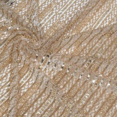 Gold Color Imported Net Embroidered Fabric