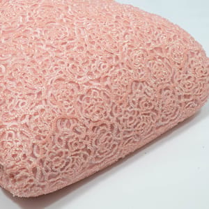 Peach Color Imported Net Embroidered Fabric