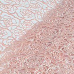 Peach Color Imported Net Embroidered Fabric