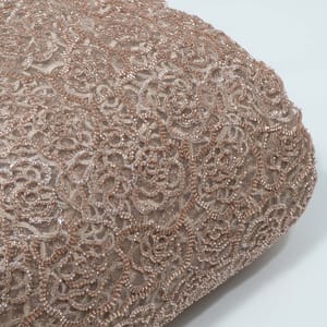 Beige Color Imported Net Embroidered Fabric