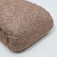 Beige Color Imported Net Embroidered Fabric