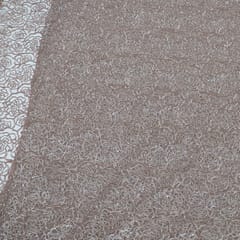 Beige Color Imported Net Embroidered Fabric