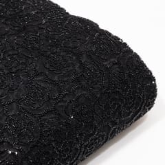 Black Color Imported Net Embroidered Fabric