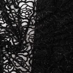 Black Color Imported Net Embroidered Fabric