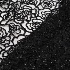 Black Color Imported Net Embroidered Fabric