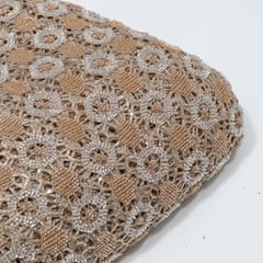 Beige Color Cutwork Net Embroidered Fabric