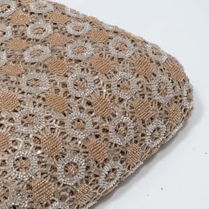 Beige Color Cutwork Net Embroidered Fabric