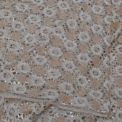 Beige Color Cutwork Net Embroidered Fabric