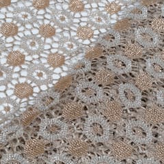 Beige Color Cutwork Net Embroidered Fabric