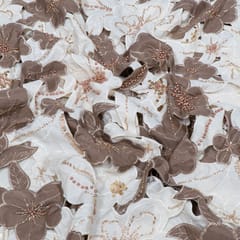 Brown Color Crepe Cutwork Embroidered Fabric