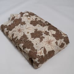 Brown Color Crepe Cutwork Embroidered Fabric