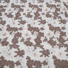 Brown Color Crepe Cutwork Embroidered Fabric