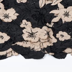 Black Color Crepe Cutwork Embroidered Fabric