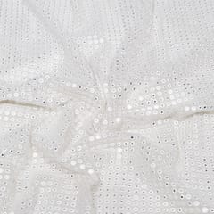White Dyeable Georgette Embroidered Fabric