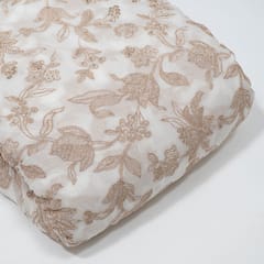 White Dyeable Georgette Embroidered Fabric