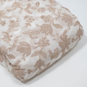 White Dyeable Georgette Embroidered Fabric