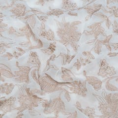 White Dyeable Georgette Embroidered Fabric