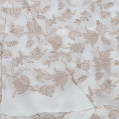 White Dyeable Georgette Embroidered Fabric