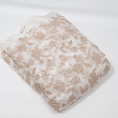 White Dyeable Georgette Embroidered Fabric