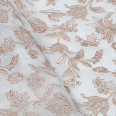 White Dyeable Georgette Embroidered Fabric