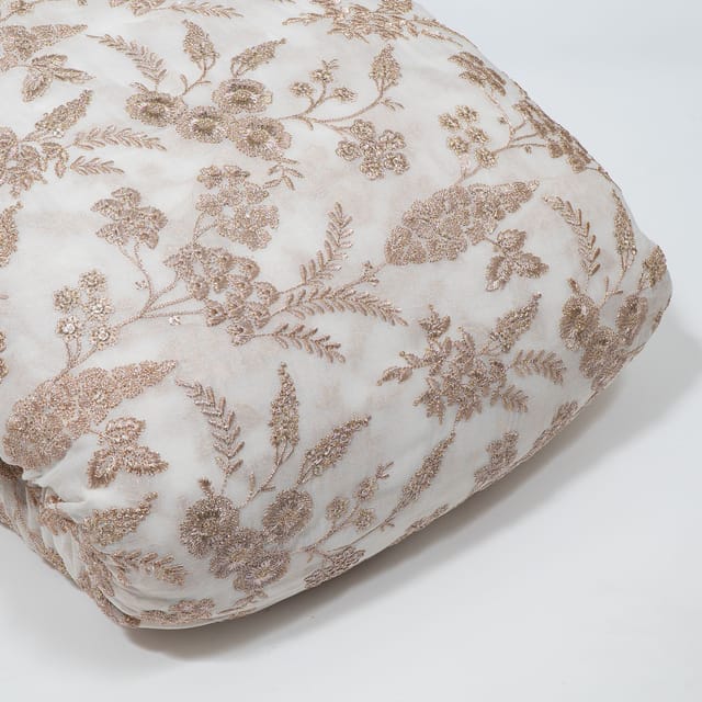 White Dyeable Georgette Embroidered Fabric