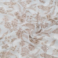 White Dyeable Georgette Embroidered Fabric