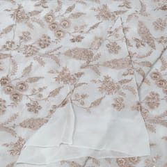 White Dyeable Georgette Embroidered Fabric