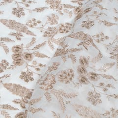 White Dyeable Georgette Embroidered Fabric