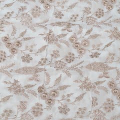 White Dyeable Georgette Embroidered Fabric