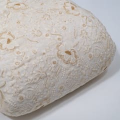 White Dyeable Georgette Embroidered Fabric