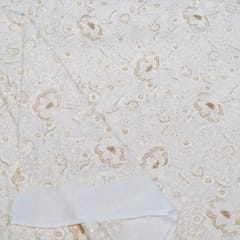 White Dyeable Georgette Embroidered Fabric