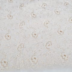 White Dyeable Georgette Embroidered Fabric
