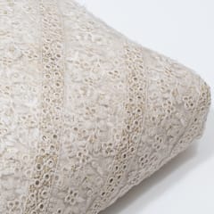 White Dyeable Net Embroidered Fabric