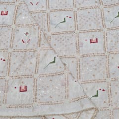 Dyeable Tissue Crepe Embroidered Fabric