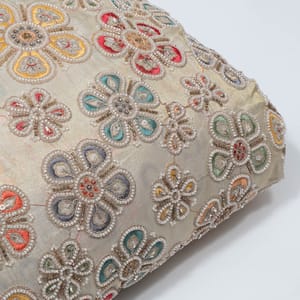Dyeable Tissue Crepe Embroidered Fabric