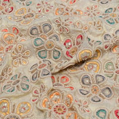 Dyeable Tissue Crepe Embroidered Fabric