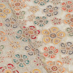 Dyeable Tissue Crepe Embroidered Fabric