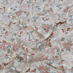 Dyeable Tissue Crepe Embroidered Fabric