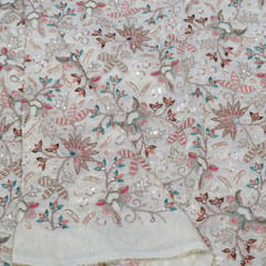 Dyeable Tissue Crepe Embroidered Fabric
