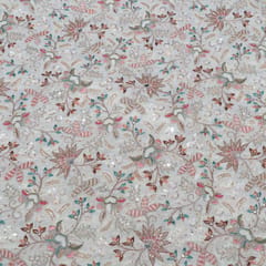Dyeable Tissue Crepe Embroidered Fabric